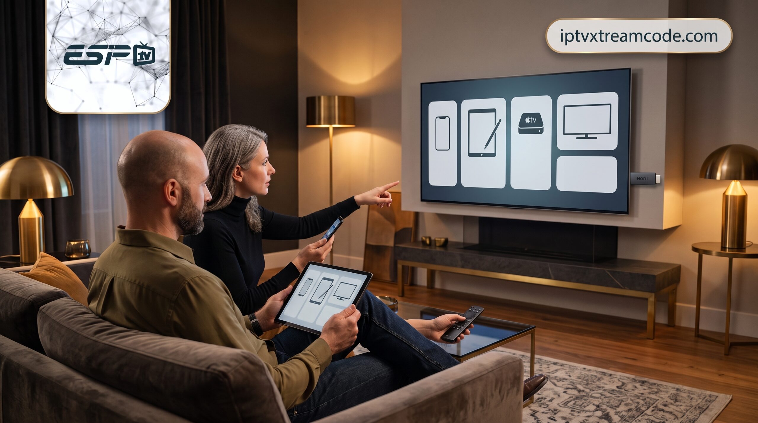 Image produit premium - Esiptv code iptv France 2026 compatible Smart TV, Android, Apple TV – Abonnement 12 mois