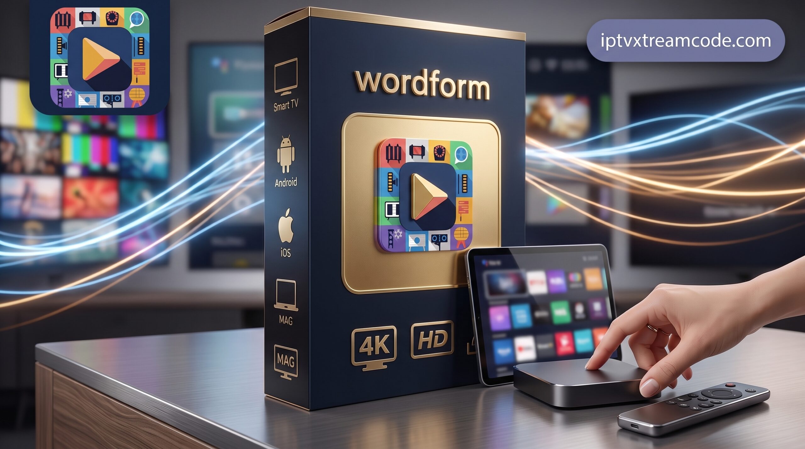 Image produit premium - iptv pro stream player 2026 compatible Smart TV, Android, iOS et MAG — Interface VOD et guide TV optimisés